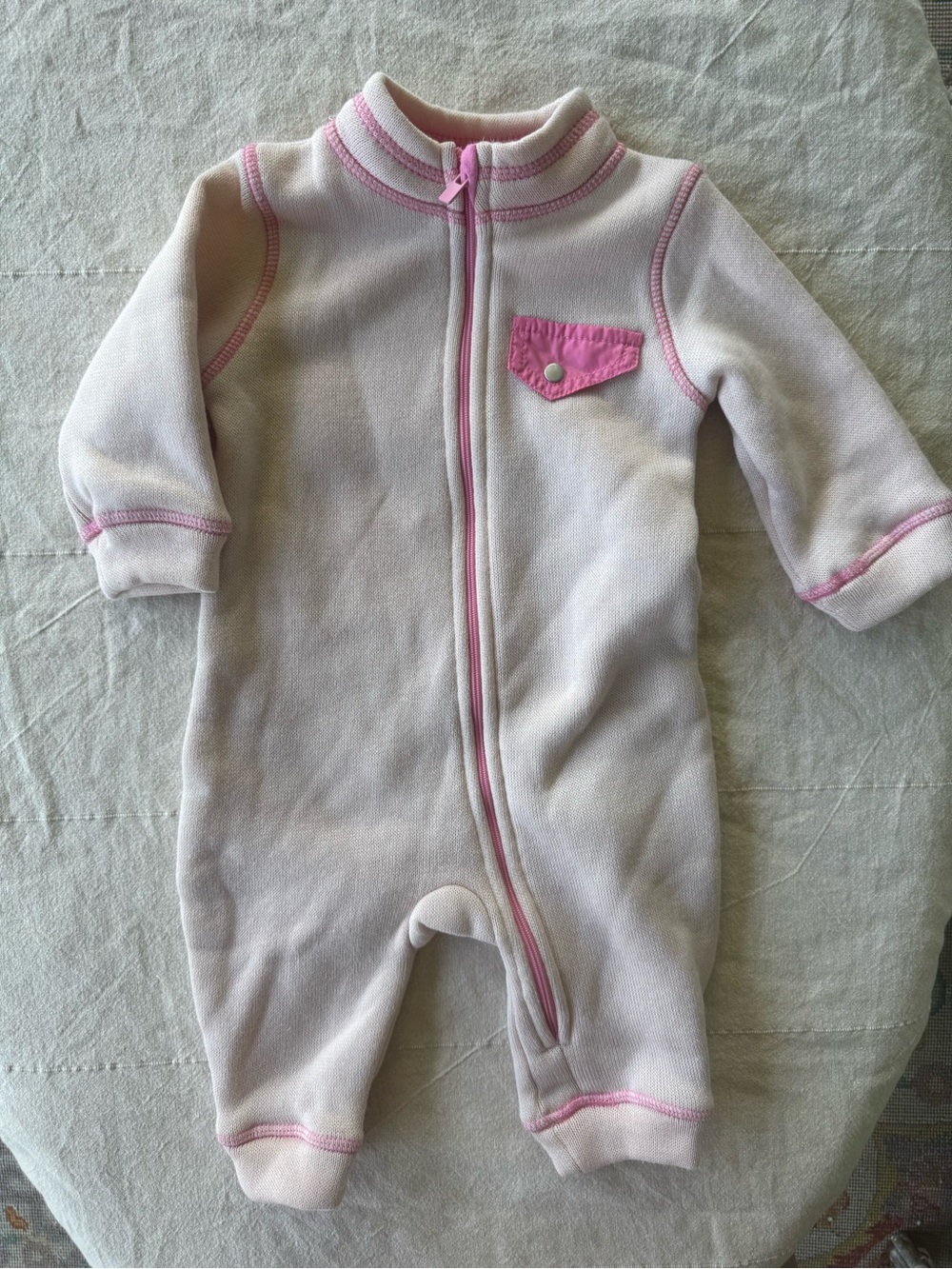 Baby Pink Fleece One-Piece Zip Romper - Eddie Bauer